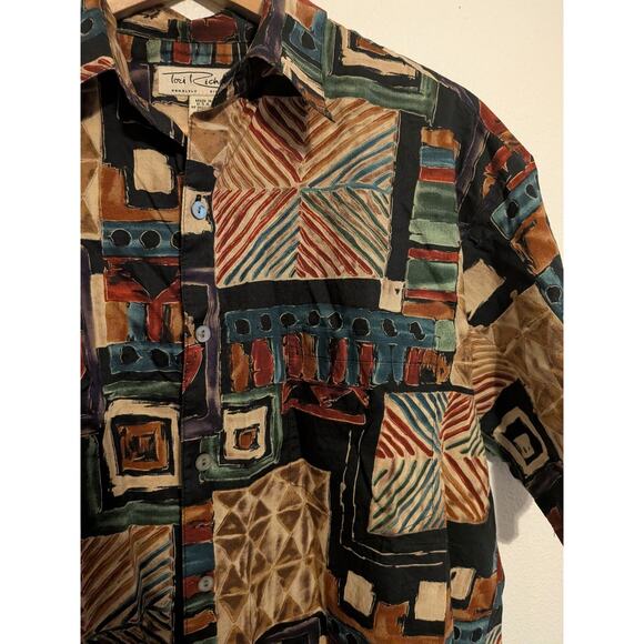 Tori Richard brown funky patterned button down size M 100% cotton - Picture 3 of 4